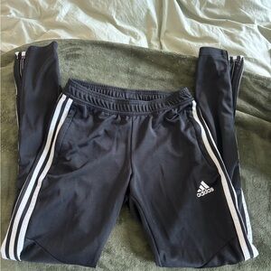Adidas Kids Black Joggers with White Stripes
